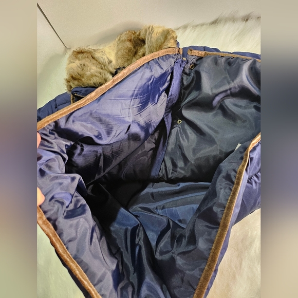 OLD NAVY Puffer Women's Jacket FAUX FUR TRIM JacketSZ XL navy blue color - Picture 6 of 12